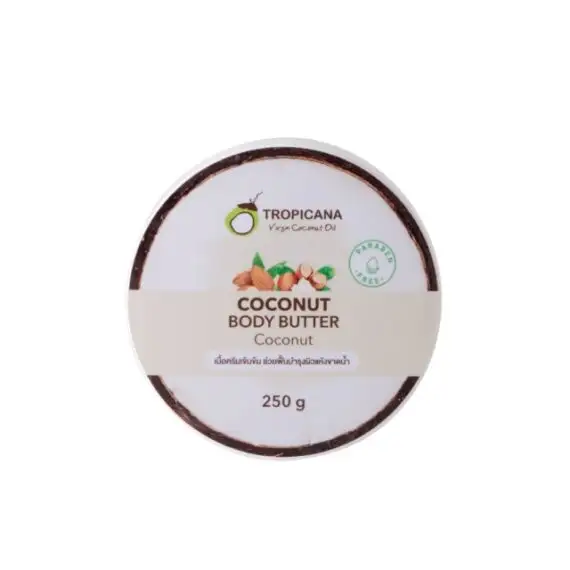 Mantequilla corporal de coco Tropicana para piel súper seca, sin parabenos, 250g, enriquecida con manteca de karité y aceite de almendras dulces