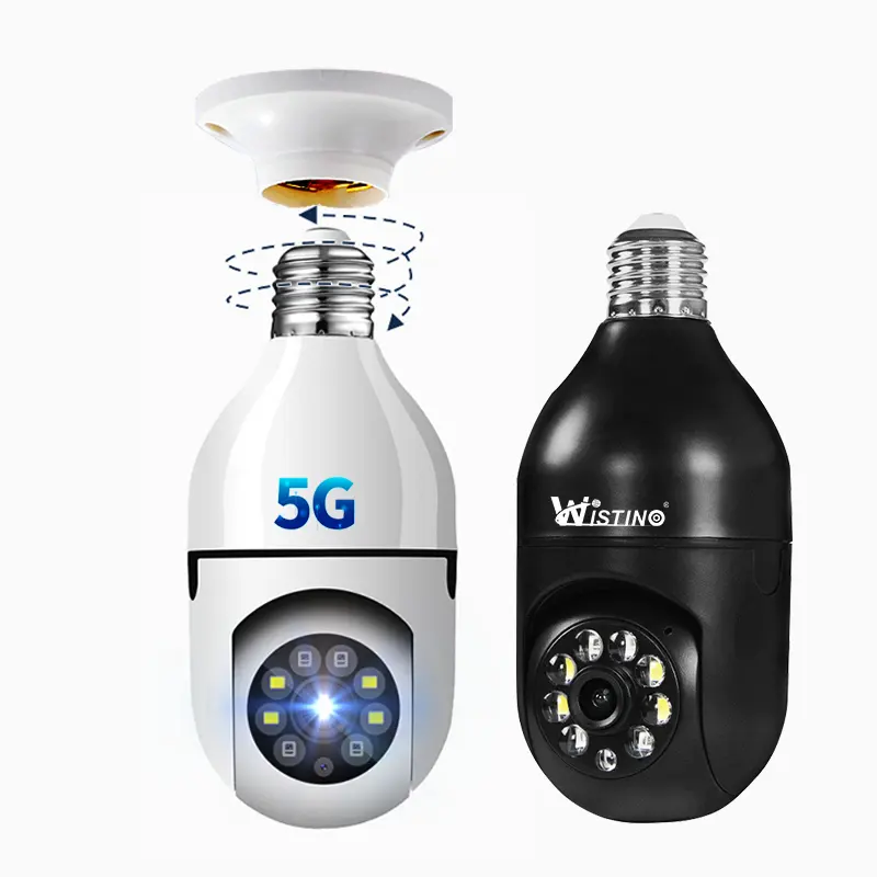Wistino 5 ГГц 360 панорамный Wi-Fi HD ночное видение ip мини-наблюдение Домашняя безопасность беспроводная лампочка PTZ домашняя камера безопасности