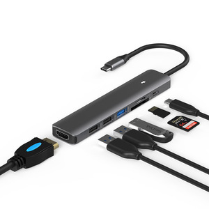 7 in 1 USB tip C Hub ile 4K HDTV RJ45 USB OTG kart okuyucu rj45 Hub Ethernet adaptörü USB C Hub - Product Image 1