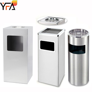 Cubo de basura cuadrado de metal grueso de gran capacidad con Cenicero, cubo de basura Comercial Público para exteriores, contenedor de reciclaje de basura - Product Image 1