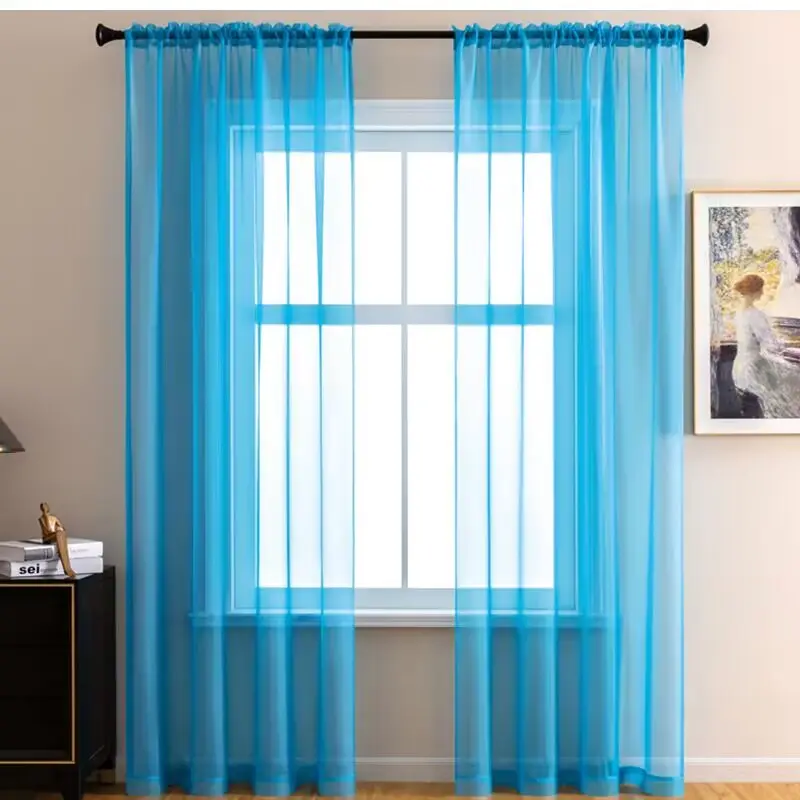 New Luxury ready made window curtain Decoration Colorful Voile Sheer curtains for the Living Room