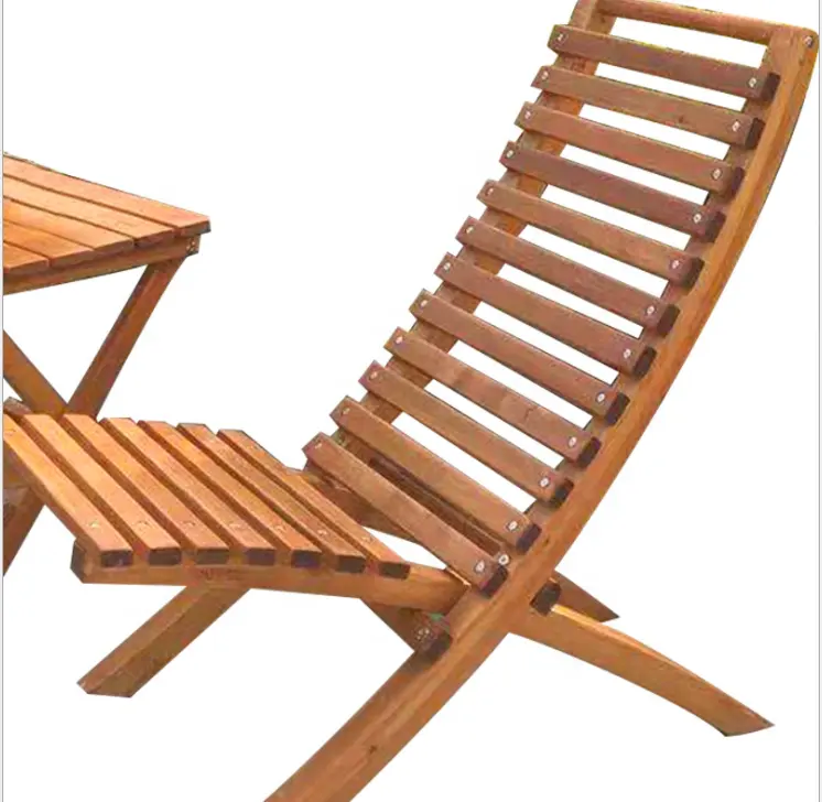 Sillón plegable de madera maciza para exteriores, portátil, estable, protección del medio ambiente, respaldo de balcón, silla de playa perezosa