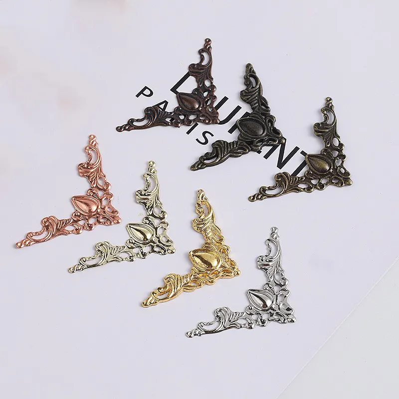 Argento bronzo oro scrapbooking angolo ornamento gioielli scatola regalo Album copertura decorativa in metallo ad angolo protettori per scatola di legno