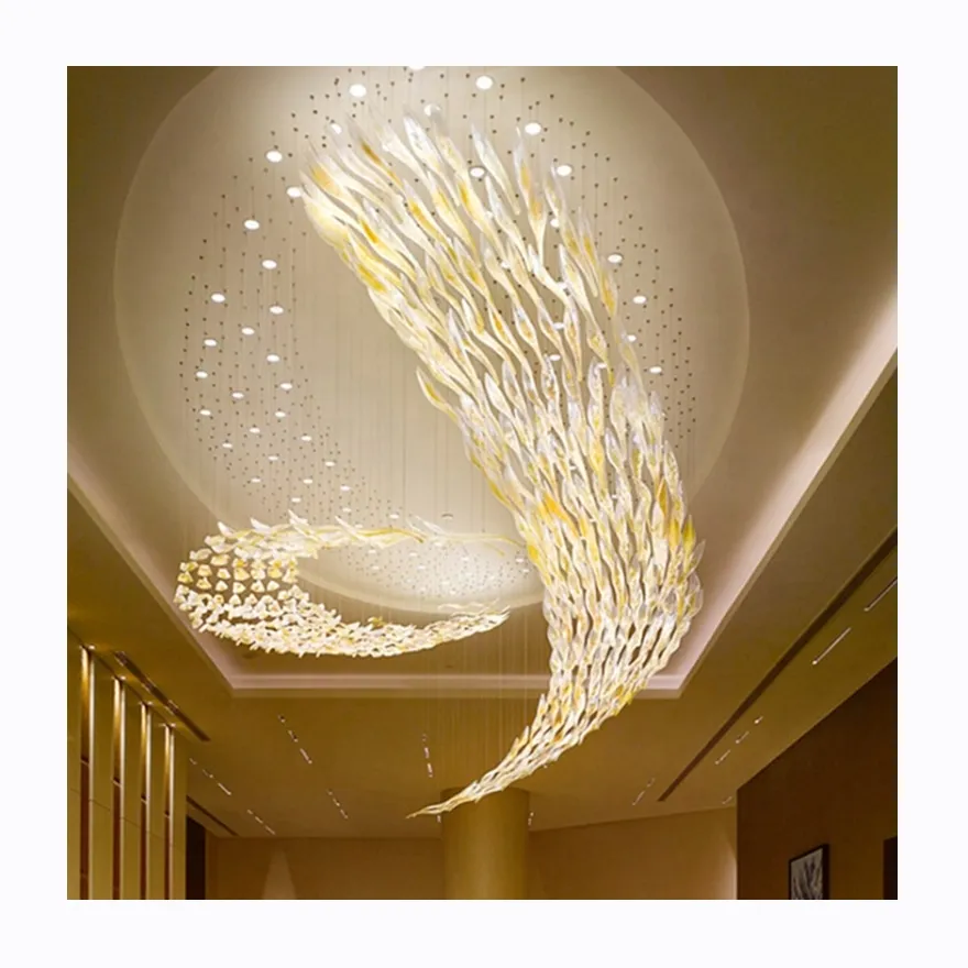 Nieuwe Kristallen Decoratieve Plafondverlichting Kroonluchter Luxe Extra Grote Moderne 80 Grote Led Ring Hotel Lobby Villa Ijzeren Glazen Lamp