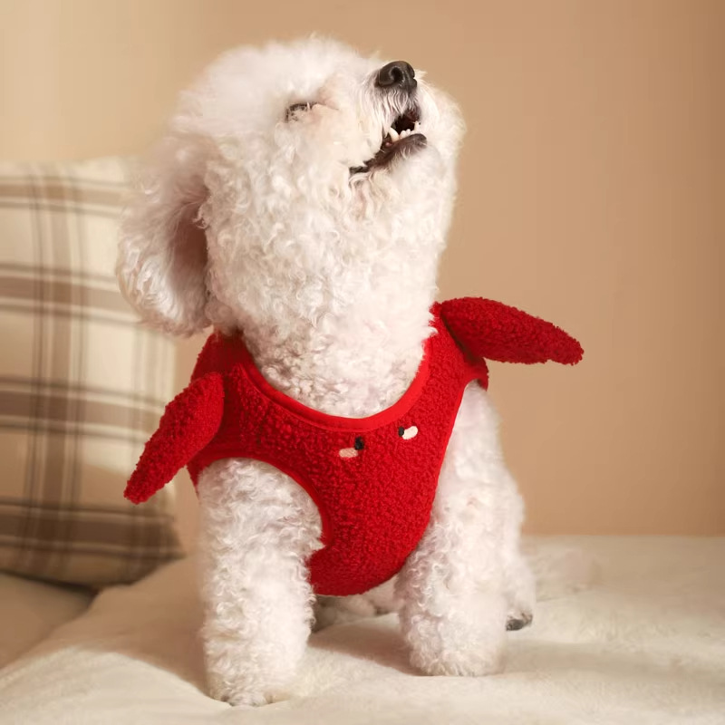 Manteau épais rembourré en coton avec sangle de poitrine - petit crabe (avec laisse)