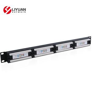 LIYUAN-Panel de conexión con 24/48 puertos para aplicaciones de red, panel de conexión Cat5e Cat6 de 19 \ "1U UTP Cat5e Cat6, con puertos, 1/2"