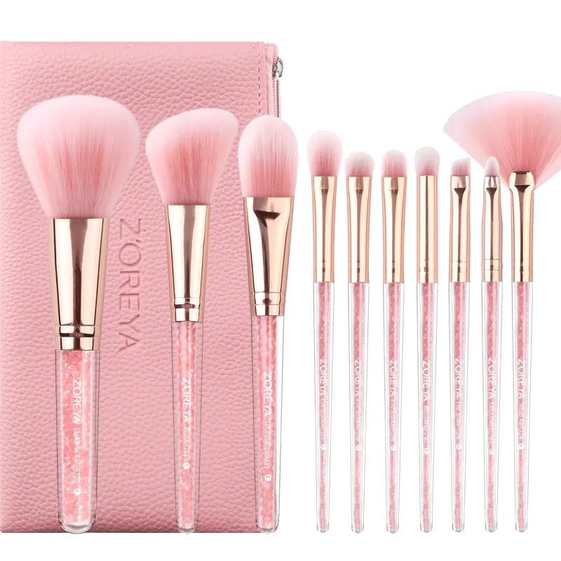 Diamante di Scintillio di Trucco Brush Set Manico Sintetico Private Label Trucco Pennello Maquillaje Trapano Rosa di Plastica Pennelli Cosmetici