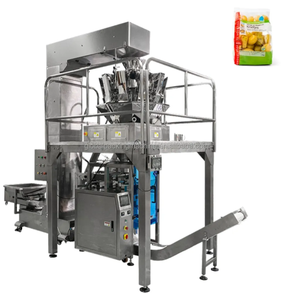 Máquina automática de embalagem de travesseiros de fluxo processado para frutas e vegetais frescos e congelados de alta velocidade