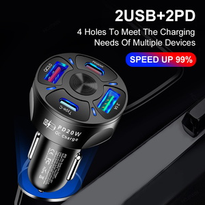 Universal <strong>Car</strong> Charger for Phone Fast Charging in <strong>Car</strong> <strong>4</strong> Port 20W PD QC3.0 3.1A 2USB Phone Charger <strong>Adapter</strong> - Product Image 6