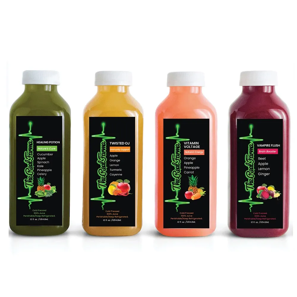 Impression Bopp personnalisée boisson fruit mangue jus verre plastique bouteille étanche emballage étiquette autocollant pour bouteilles de jus