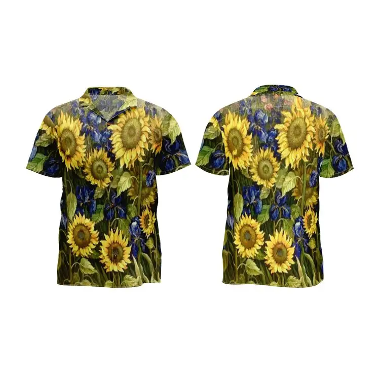 하와이 셔츠 비치 인쇄 여름 버튼 다운 Aloha 셔츠 남성 짧은 소매 고급 직물 짠 캐주얼 셔츠 빠른 건조