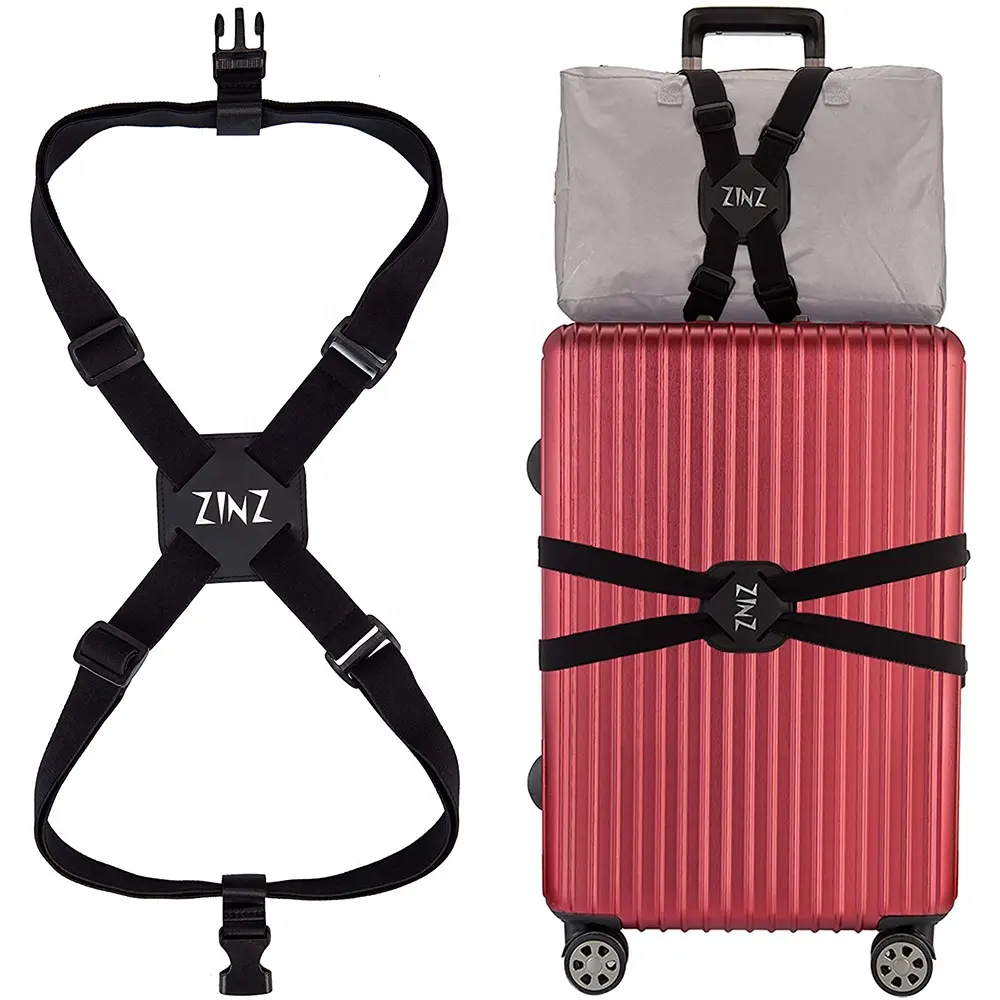 ZINZ yüksek elastik valiz kayışı ayarlanabilir çapraz kayış Polyester bandaj çeşitli renkler özelleştirilebilir LOGO