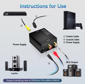 <strong>RCA</strong> 3.5mm <strong>Optical</strong> SPDIF Toslink to Analog Stereo Converter with Power Adapter <strong>Audio</strong> <strong>Digital</strong> to Analog Converter for PS3 - Product Image 5