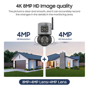 8MP ไฟฟลัดไลท์กลางแจ้งไร้สายหลายเลนส์กล้อง4K 10x ซูมเชื่อมโยง PTZ กล้องวงจรปิด WiFi เลนส์คู่กล้องรักษาความปลอดภัย4MP - Product Image 4