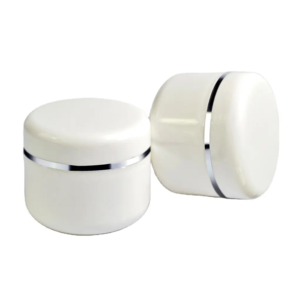 Récipient cosmétique chaud 10g 20g 30g 50g 100g 150g 200g 250g pot de crème pour le corps en plastique pp blanc avec ligne d'or argenté