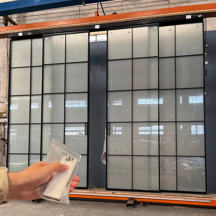 Porta deslizante de vidro inteligente automática personalizada de fábrica HDSAFE com estrutura de alumínio/aço inoxidável de alta qualidade para escritório e hotel
