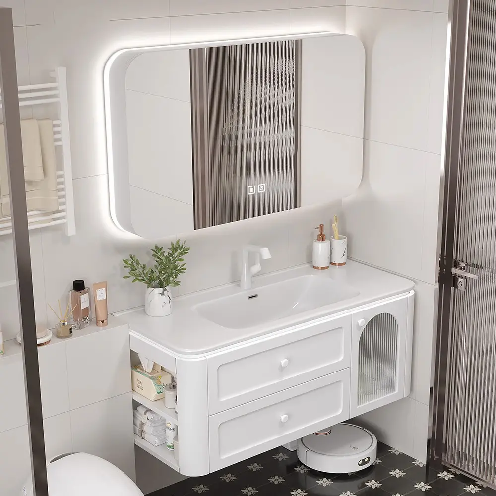 Mobile da bagno completo in stile americano con mobiletto da bagno 3 cassetti mobili da bagno impermeabili per il commercio di progetti alberghieri