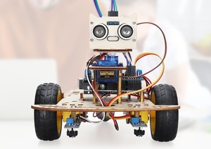 Intelligentes Roboter auto programmier bares Zweirad-Ultraschall-Hindernis vermeidung DIY-Lackierauto-Roboter-Kit, kompatibel mit Arduino