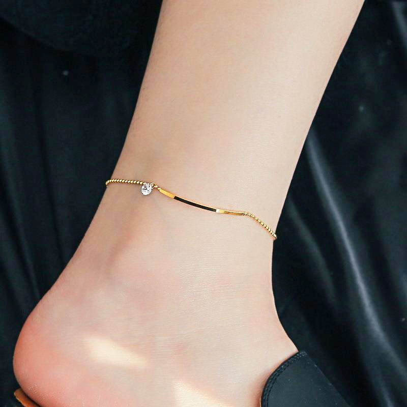 6602 Gold Zircon Smile Anklet