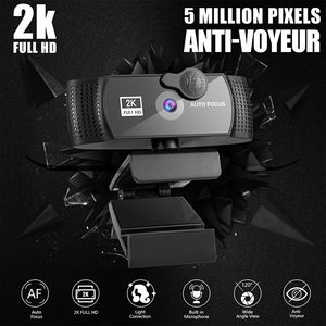 Cámara Web 1080P 2K Full HD, Webcam con micrófono incorporado, USB, para ordenador, Mac, portátil, escritorio, YouTube, Skype, Win10 - Product Image 2