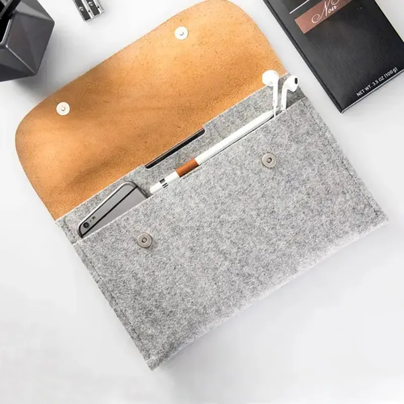 Iş dizüstü evrak çantası Mini deri keçe kol dayanıklı Mini Laptop çantası