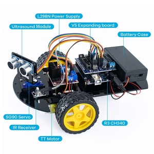 Educational Robot Kit Tutorial Kompatibel 4Wd Diy Transparent Arduino Robot Car Chassis Kit 4-Rad Arduino Robot Car Kit