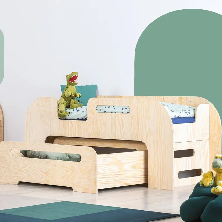 Montessori lit Double avec tiroir, cadre de lit en contreplaqué pour enfants, lit Double minimaliste, meubles de chambre pour tout-petits