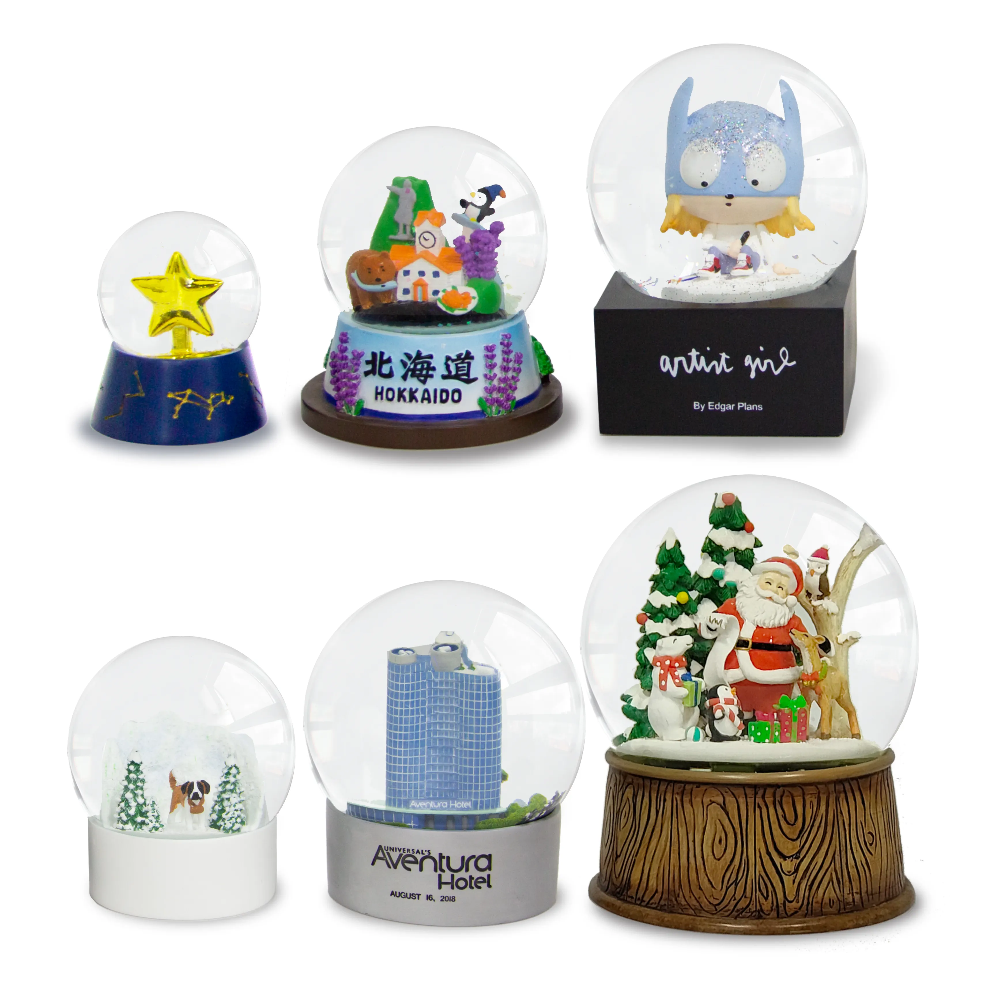 Personalizzato 45 65 80 100 120 150 200mm resina artigianato souvenir regalo ornamento di lusso palla di neve globi di neve personalizzati/globo di neve