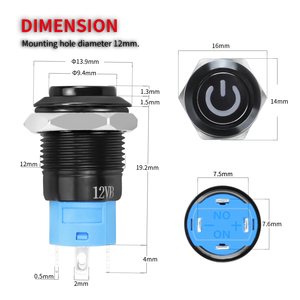 12mm <strong>Install</strong> Small Round 5V Power LED Selflocking Illuminated Pushbutton <strong>Switch</strong> Waterproof ON-OFF <strong>Push</strong> <strong>Button</strong> <strong>Switch</strong> With 4 Pins - Product Image 3