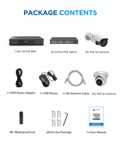 64 Channel Security <strong>Camera</strong> System PoE Human/Vehicle Detection 24 Dome 24 Bullet 8MP Commercial IP <strong>Camera</strong> With16TB HDD - Product Image 6