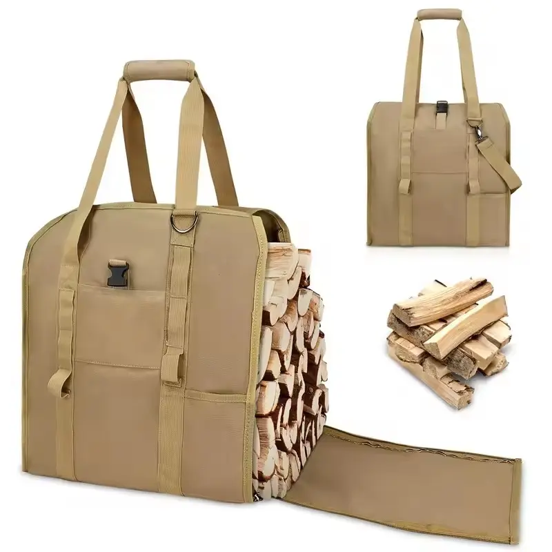 Cire robuste toile porte-bûches cheminée stockage de bois support de bois de chauffage Durable sac en bois de feu fourre-tout sacs à bûches