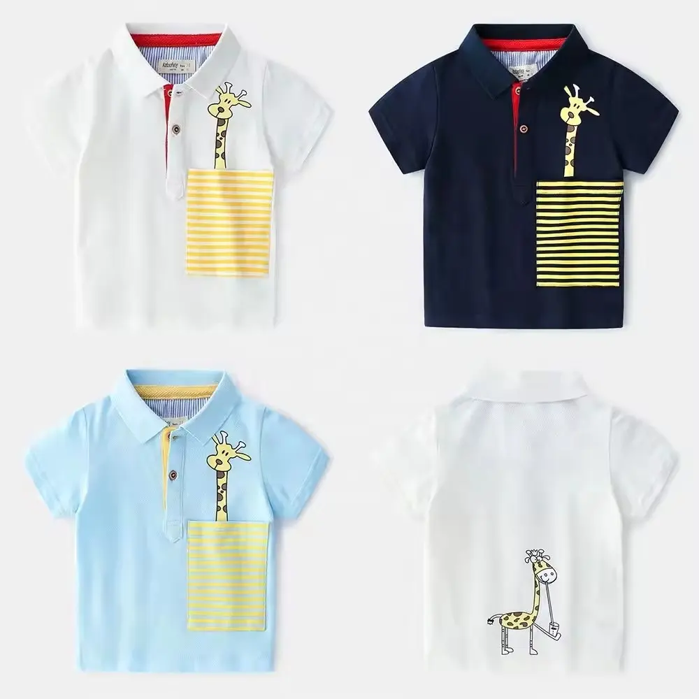 Camicie sportive elasticizzate per bambini e ragazzi con chiusura a bottone a manica corta da scuola per ragazzi