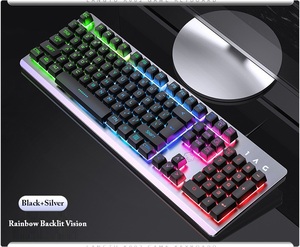 デスクトップノートブック用のメカニカルフェリングゲーミングキーボードを備えたレインボーマーキーバックライト付き吊り下げキーキャップ付き音声コントロールキーボード - Product Image 2