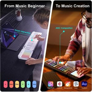 PopuPiano умная фортепианная клавиатура с миди-контроллером умная светодиодная клавиатура интеллектуальная Интерактивная клавиатура с аккордами для начинающих