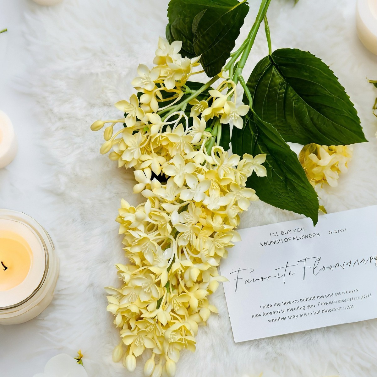 Pale yellow lilac flowers, wedding ceremony