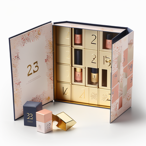 High-end özel logolu kağıt hediye Advent takvim kutusu çift kapılar ambalaj boş kozmetik gizem kutusu - Product Image 5