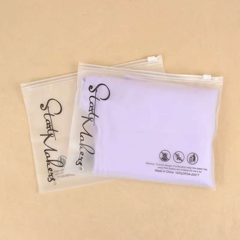 Custom Logo in plastica smerigliato CPE cerniera trasparente opaca borsa per abbigliamento intimo reggiseno