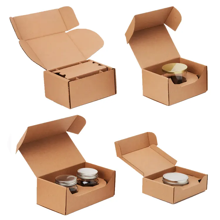 Benutzer definiertes Logo Umwelt freundliche braune Kraft box Verpackung E Flöte Wellpappe Karton Mailer Versand Mailing Box für Kerzen