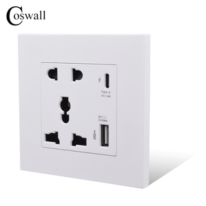 COSWALL电脑面板电源插座类型-C接口18w智能快速充电USB端口国际通用壁式插座 - Product Image 3