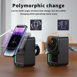 2024 nuevo altavoz Bluetooth de carga inalámbrica multifuncional 5 en 1 portátil RGB LED iluminación micrófono batería fuente de alimentación - Product Image 3