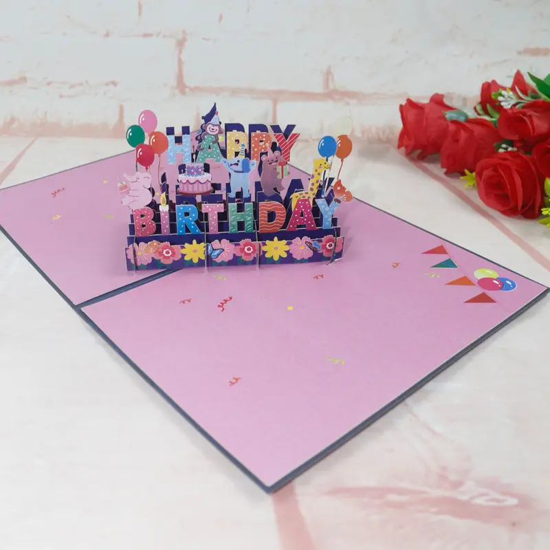 Ychonケーキ紙カードポップアップ面白いギフト子供とお誕生日おめでとうのための3Dポップアップ誕生日招待状