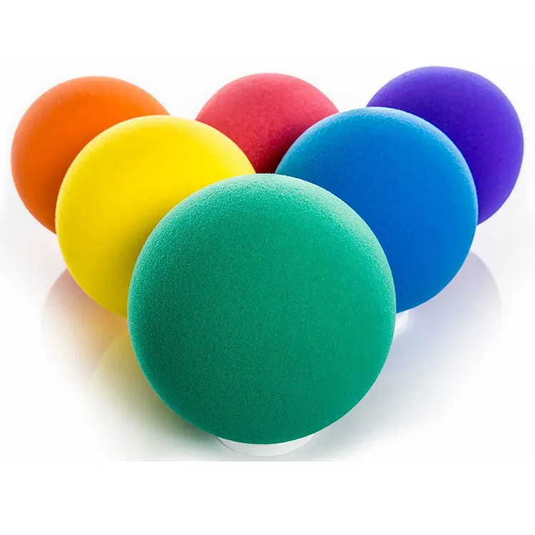 Özel çok renkli pürüzsüz yüzey yumuşak sünger köpük gökkuşağı topu stres topu çocuk oyun alanı oyuncak