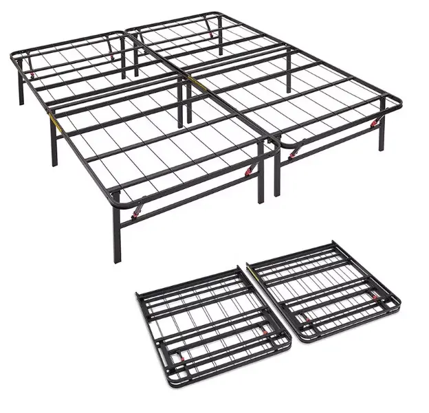 Cama individual de acero para el hogar, mueble de dormitorio, plataforma de almacenamiento, colchón, Base, tamaño doble, marco de Metal plegable