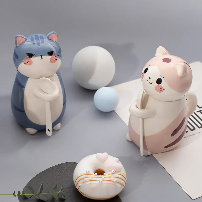 12 stili Cute Cat tazza in ceramica tazze 3d dipinte a mano con manico caffè tè latte colazione oroscopo tazze bei regali