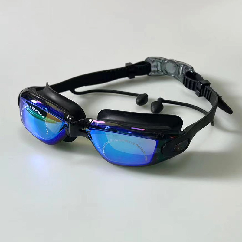 Black and iridescent blue