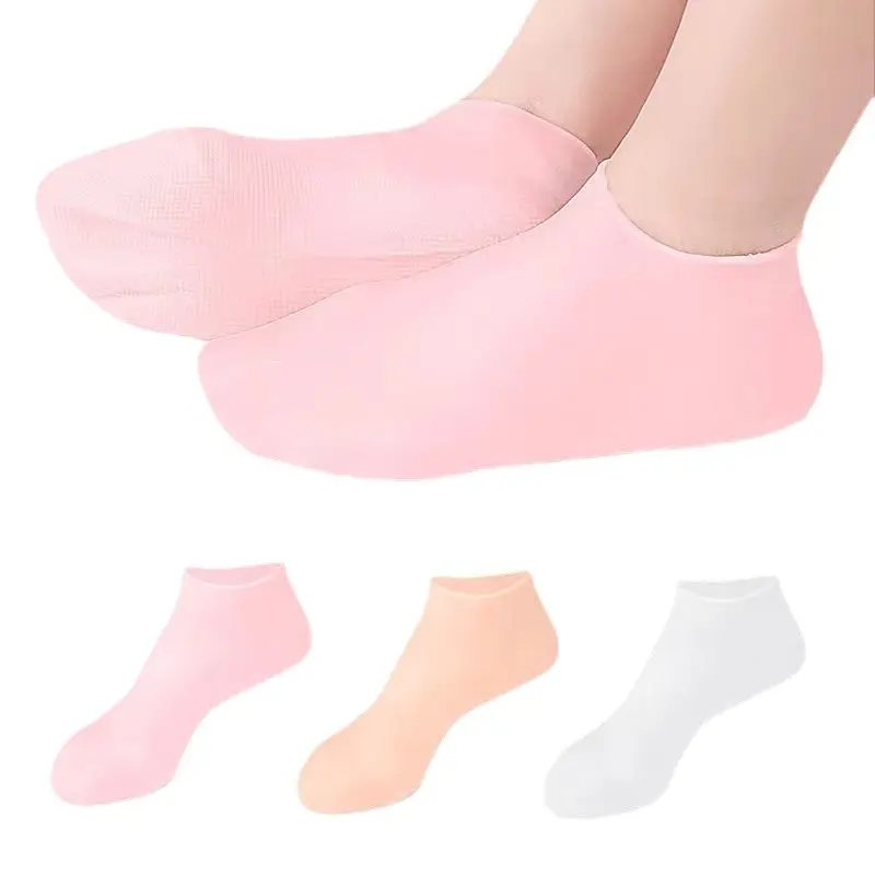 Vente chaude Chaussettes hydratantes en silicone Soins des pieds Adoucissant Pieds secs craquelés Peaux rugueuses Chaussettes d'aloès antidérapantes Chaussettes en gel spa