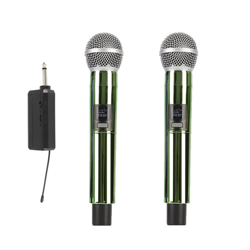 Colorful electroplated green wireless microphone, one to two