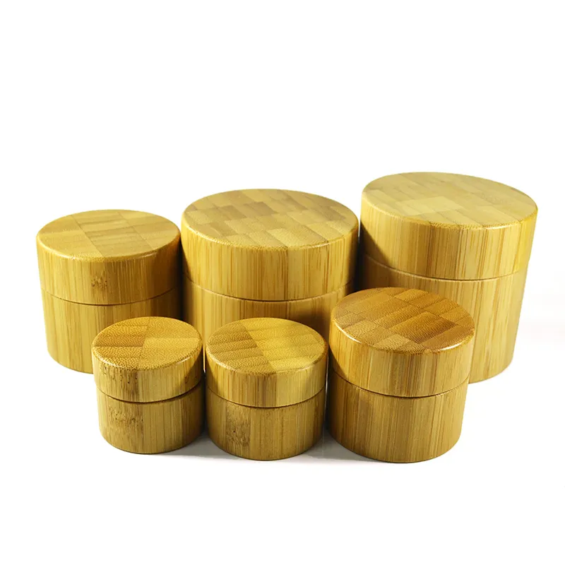 Contenedor de bambú de lujo para cosméticos, tarro de crema de bambú con interior de PP, 5g, 10g, 15g, 20g, 30g, 50g, 100g, 150g, 200g, 250g, 300g