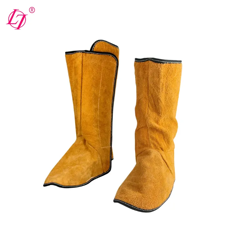 Heat fire and abrasion resistant welder working protective foot covers leather welding for boot shoes calf protection