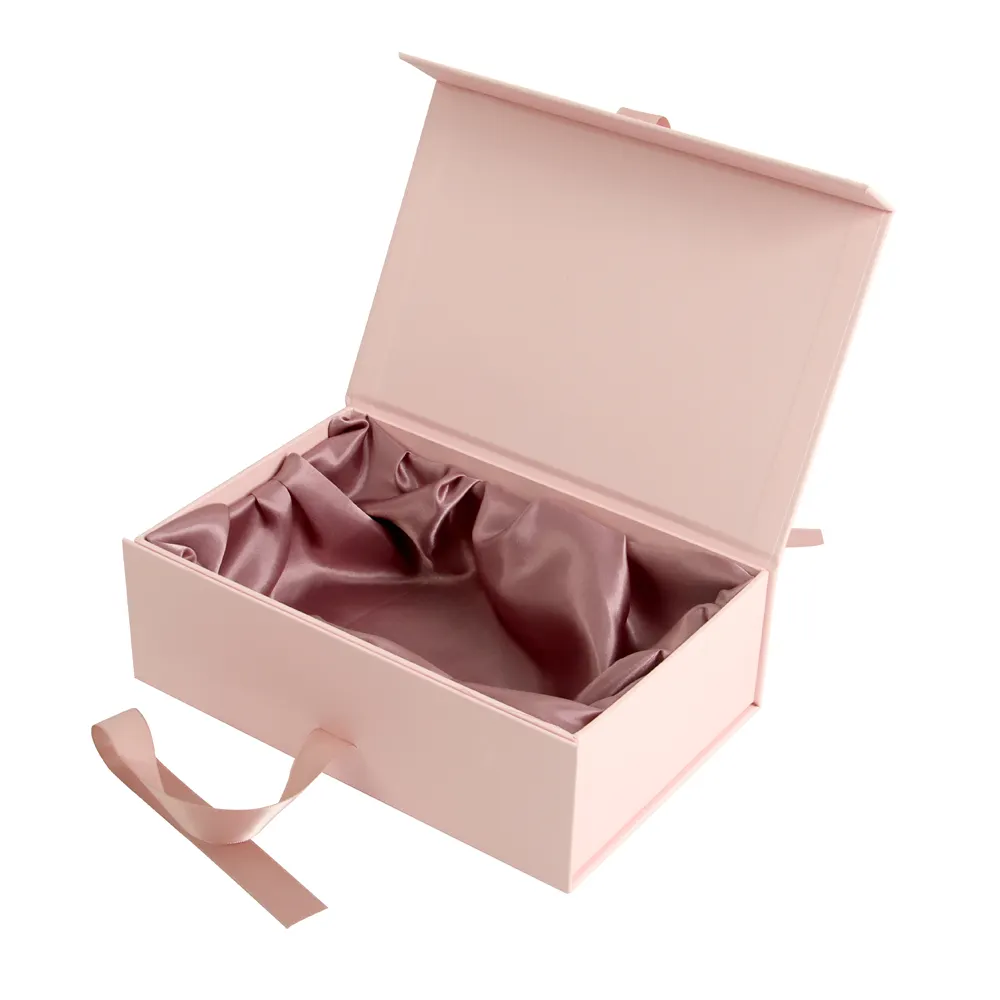 WALKIN – sac à main pour perruques rose, Simple, élégant, pliable, magnétique, chapeau, emballage cadeau, boîte en papier avec Satin et ruban
